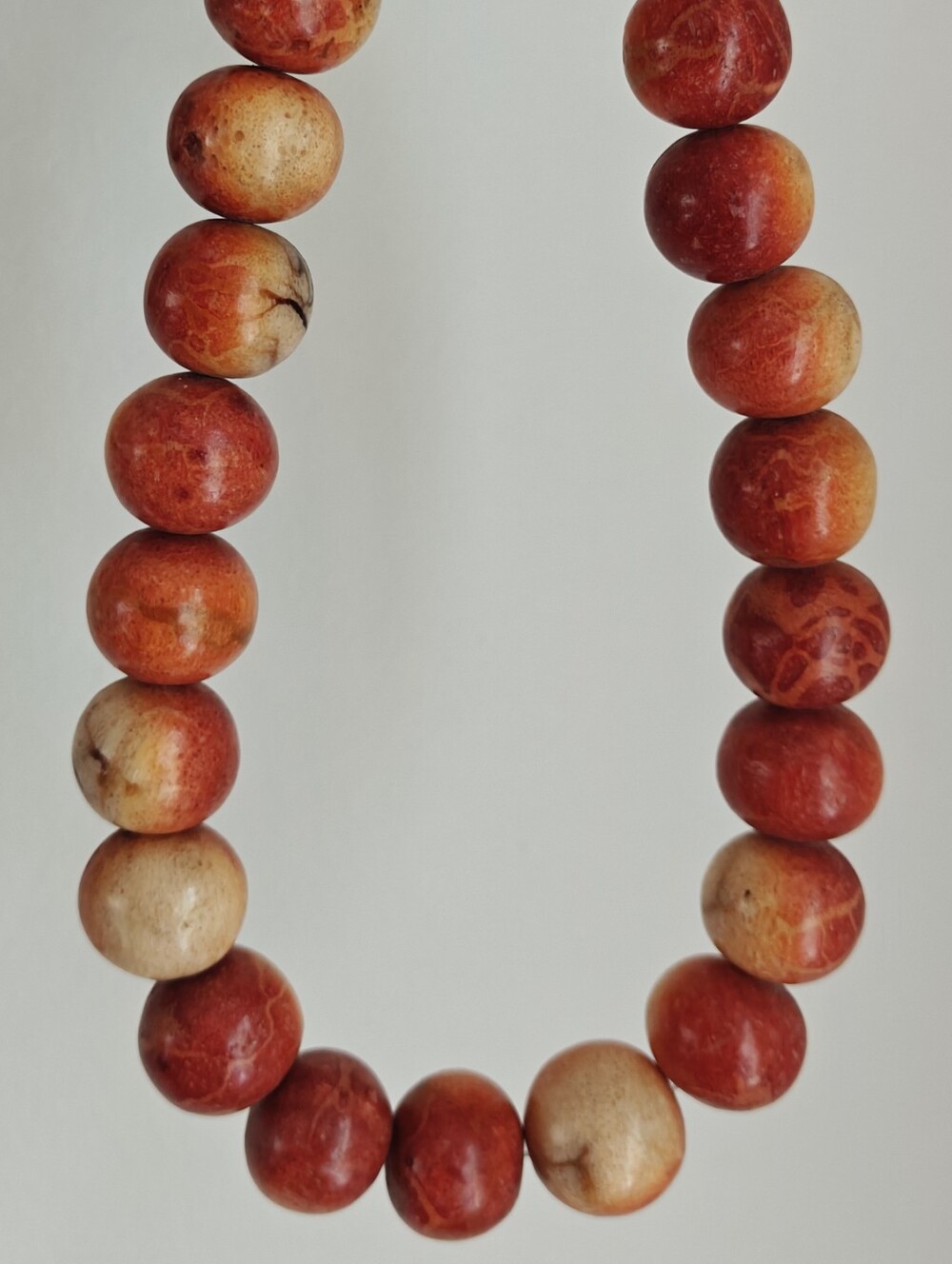 Vintage genuine apple coral large round beads necklace